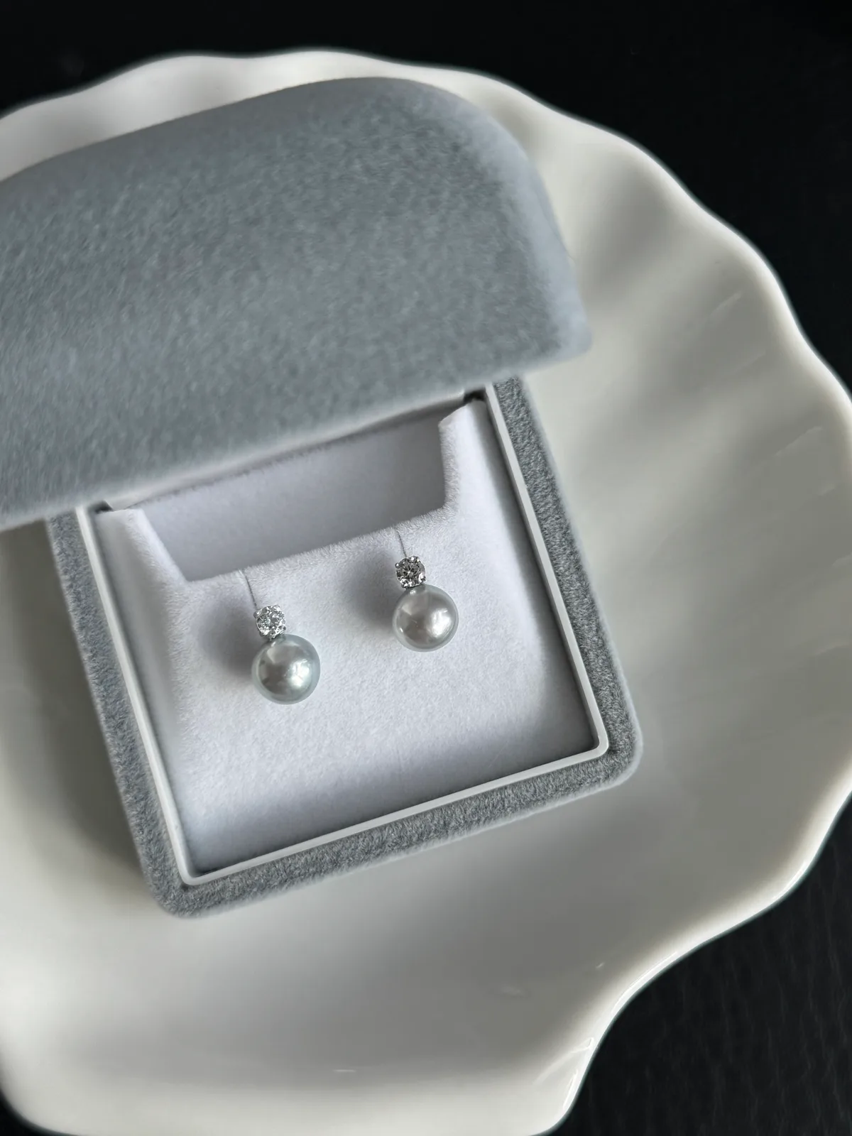 Lumie Signature - Akoya Blue Rose Diana Earrings