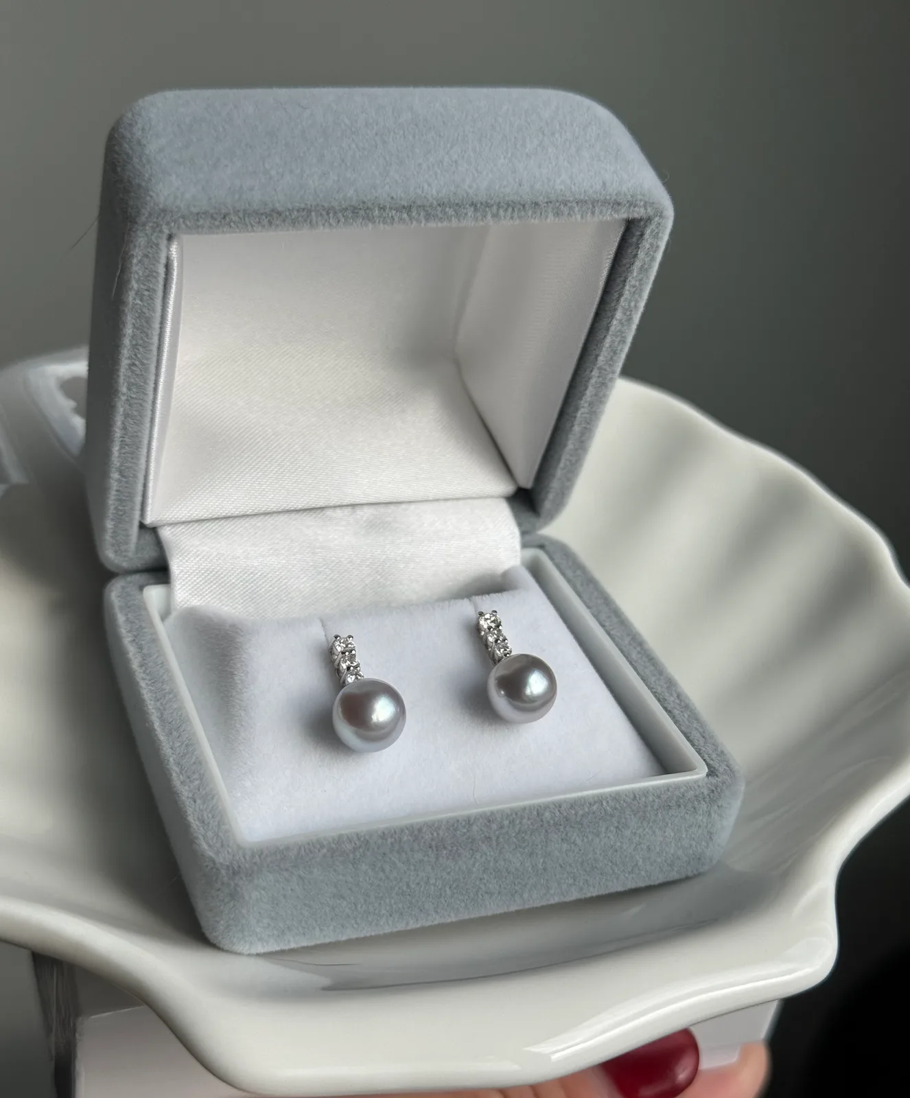 Lumie Signature - Akoya Blue Rose Drop Earrings