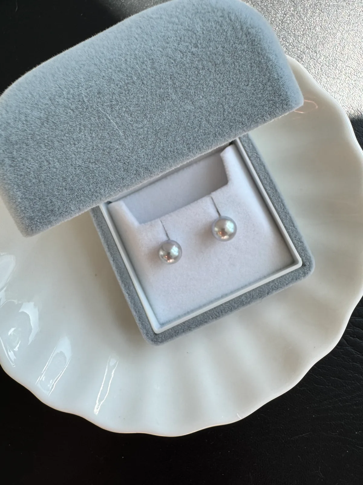 Lumie Signature - Akoya Blue Rose Earrings (8.0mm)