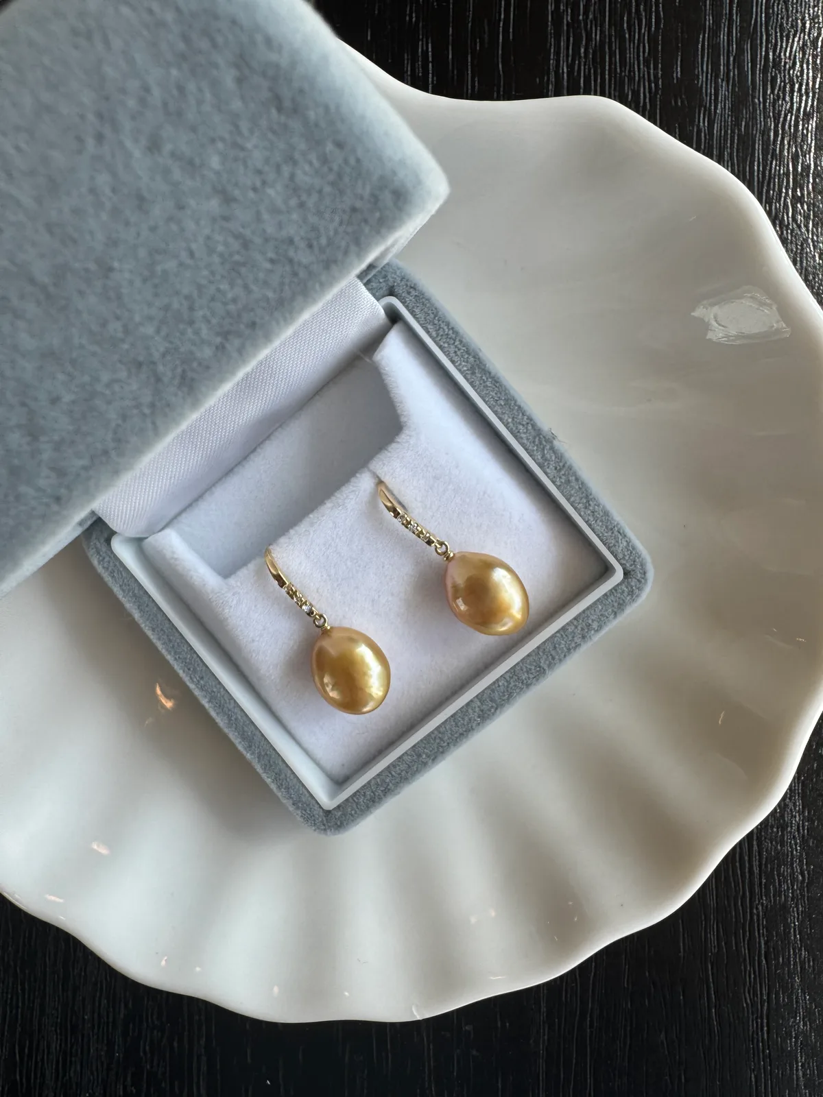 Nature Signature - Gold South Sea Keshi Earrings