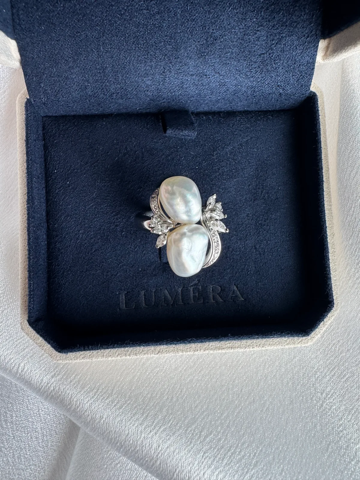 Nature Forever - South Sea Keshi Diamond Ring